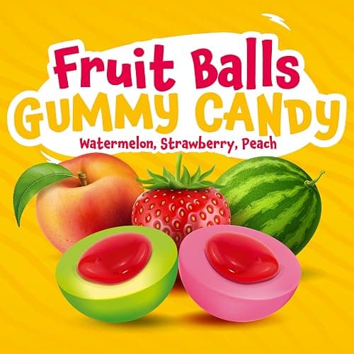 Fruit Gummy Balls Mix - 19 Ounce Jar (30 Count) - Jelly Filled Gummies - Individually Wrapped Gummy Candy - Watermelon, Strawberry, Peach - Easter Candy for Eggs & Goodie Bags thumbnail 4