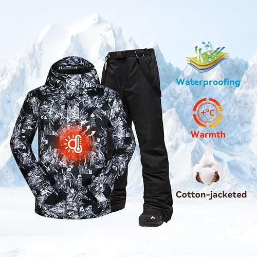 Men's Ski Jacket and Pants Set,Waterproof Warm Ski Suit,Winter Adult Snow Suit for Mountain Snowboarding thumbnail 4