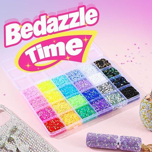 CCINPPY Bedazzler Kit, 30000Pcs 3mm Flatback Resin Rhinestones for Bedazzling, 24 Colors Bling Small Bedazzled Gems with Jewelry Glue and Tools for Book Nail Art, DIY Craft Gifts for Women Adults thumbnail 5