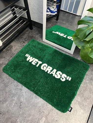 LUXAPE Wet Grass Rug - Tufted Hypebeast Decor - Handmade & Premium - 32 * 20in (80 * 50cm) - Hypebeast Room Decor - Off White Rug - Aesthetic Bape bathmat - Luxape Hypebeast - Image 1