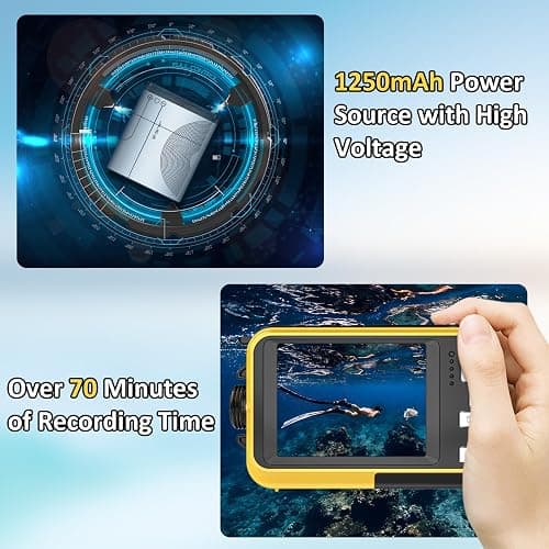 4K Digital Camera 16FT Underwater Camera with 32GB Card 64MP Autofocus Dual-Screen Selfie Waterproof Camera for Snorkeling Compact Floatable Point and Shoot Digital Camera 1250mAh Battery thumbnail 5