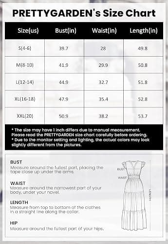 PRETTYGARDEN Women's Summer Eyelet Boho Maxi Dresses | V Neck, Elastic Waist, Cap Sleeve, Tiered Ruffle, A-Line, Floral Lace Cutout, Wedding Guest Dress, Beach Vacation Clothes thumbnail 6