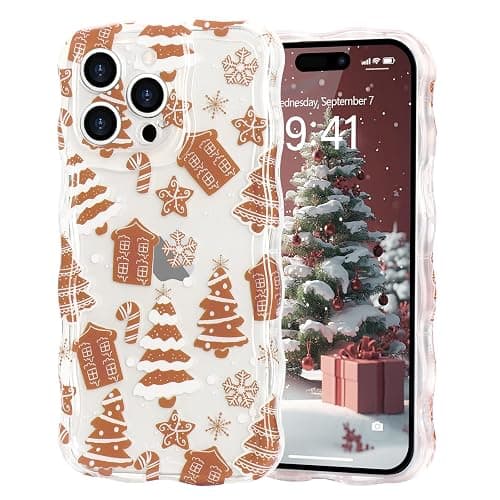 L-FADNUT Christmas Phone Case for iPhone 13 Pro Max Cute Curly Wavy Merry Christmas Pattern Case Clear Xmas Tree Cover for Girls Kids Women Slim TPU Protective Cover for iPhone 13 Pro Max,Candy Cane - Image 1
