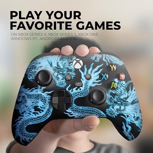 DreamController Neon Dragonns Custom X-box Controller Wireless compatible with X-box One/Series X/S Proudly Customized in USA with Permanent HYDRO-DIP Printing (NOT JUST A SKIN). thumbnail 2