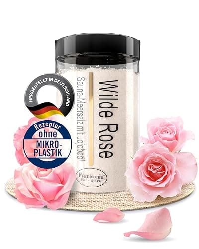 Frankonia BATH & SPA Sauna Salz Peeling Wilde Rose – 400 g Meersalz-Körperpeeling mit Jojobaöl & Vitamin E – Dusch- & Body Scrub für alle Hauttypen – Vegan & ohne Parabene – ohne Microplastik - Image 1