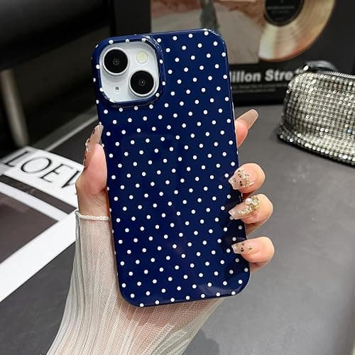 Jmltech for iPhone 13 Case Polka Dot Phone Cases Aesthetic Design Trendy Simple Case Slim Shockproof Protective Cover Navy Blue thumbnail 3