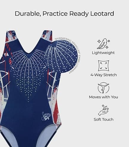 GK Simone Biles Patriotic Performance Gymnastics Leotard for Girls, Juniors, and Women thumbnail 4