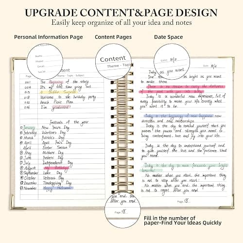 ALKALO Spiral Notebook Journal, 328 Pages Linen Hardcover College Ruled Notebook, Lined Thick Journals for Women Men, A5 Thick Spiral Journal for Writing, 100GSM Paper, Cute Notebooks for Work School thumbnail 5