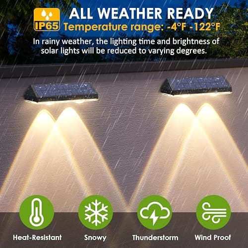 Solar Fence Lights Outdoor - 2700/4000/6000K 3 Mode, 8 Pack Solar Fence Lights Outdoor Waterproof LED, Fence Light Solar Powered for Outside, Backyard, Railing, Step, Patio,Wall and Home Improvement thumbnail 3