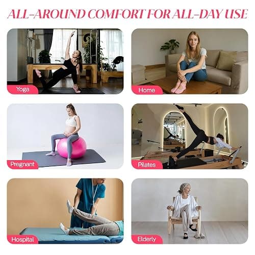 CoolMate Pilates Socks with Grips for Women, Yoga Socks, Crew Non Slip Women for Barre, Pilates Gifts thumbnail 4
