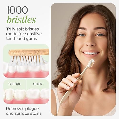 VIVAGO Biodegradable Bamboo Toothbrushes 10 Pack - BPA Free Soft Bristles Toothbrushes, Eco-Friendly, Compostable Natural Wooden Toothbrush - 10 Count (Pack of 1) thumbnail 3