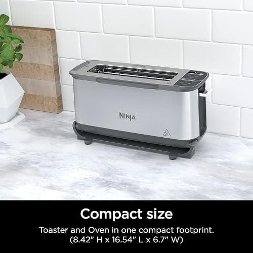 Ninja ST101 Foodi 2-in-1 Flip Toaster, 2-Slice Capacity, Compact Toaster Oven, Snack Maker, Reheat, Defrost, 1500 Watts, Stainless Steel, 6 Functions - 6 Functions thumbnail 7