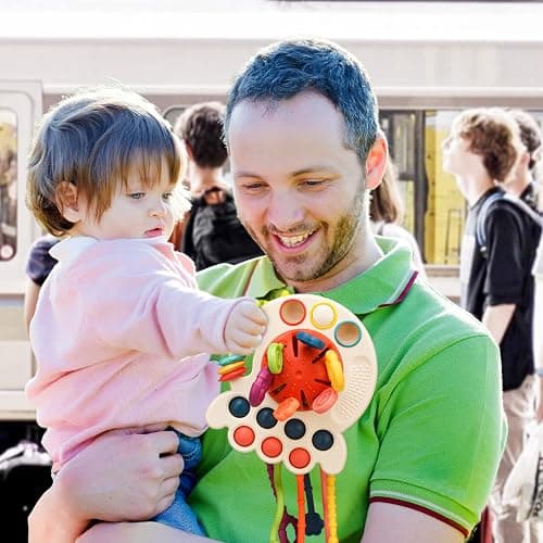 Tiyol Montessori Toys, Silicone Pull String Activitys, Developmental Pulling Baby Sensory Toy, Car Seat Airplane Travel Toddler Boy &Girl Infant Birthday Gifts thumbnail 7
