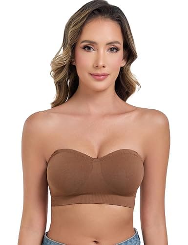 ANGOOL Strapless Bras for Women Wirefree Non-Slip Tube Top Invisible Bralette Seamless Padded Bandeau Bra - Image 1