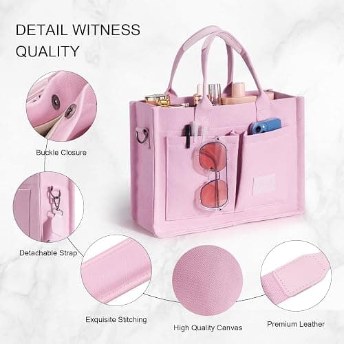 JIECH Canvas Tote Bag with Multi Pockets Crossbody Tote Bag for Women Bible Handbag Everything Tote Bags with Compartments thumbnail 5