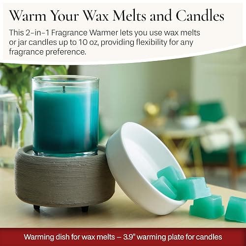Candle Warmers ETC 2-in-1 Candle and Fragrance Warmer for Warming Scented Candles or Wax Melts and Tarts with to Freshen Room, Gray Texture thumbnail 2