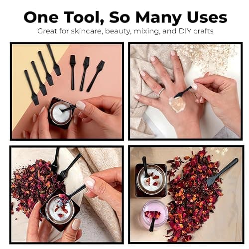 Kopperko Mini Lotion Spatula (2.5", 100 Pack) - Mini Spatula for Cosmetics, Creams & Crafts | Ointment Applicator for Mixing, Skincare, Face Mask | Disposable Lotion Applicator for Face | Black thumbnail 6