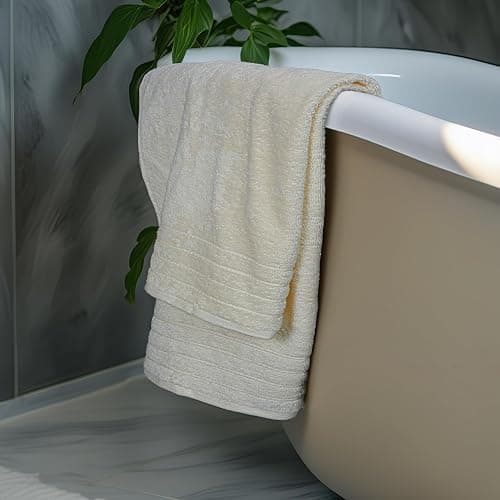 Tens Towels 4 Piece Extra Large Bath Towels 30 x 60 Inches, Cream | 100% Cotton, Larger & Lighter Weight, Quicker to Dry, Super Soft and Absorbent, Perfect for Bathroom thumbnail 4