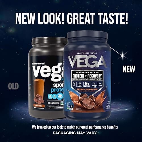Vega Sport Vegan Protein Powder + Recovery - 30g Plant Based Protein per Serving, Chocolate, 19 Servings, 5g BCAAs, Probiotics, NSF Certified, for Shakes & Smoothies, 1.8lbs (Packaging May Vary) thumbnail 2