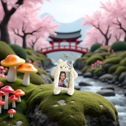 aoukoslt Plush White Rabbit Photocard Holder with Keychain- Cute Cartoon Plush Photocard Holder- ID Card Cover Protective Case Card Rabbit Identification Badges Supplies thumbnail 8