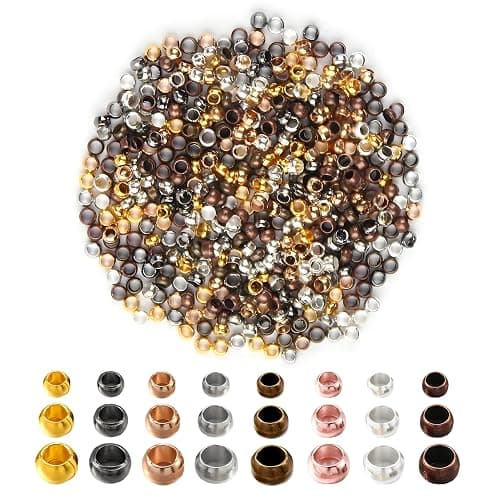 600 Pièces Perles A Ecraser Pour Bijoux,Perle à écraser,Perles à Écraser Rond,PPerles à Sertir Lisse Rondes Perle,Pour DIY La Fabrication De Bijoux,8 Couleurs (1.5mm/2mm/2.5mm) - Image 1