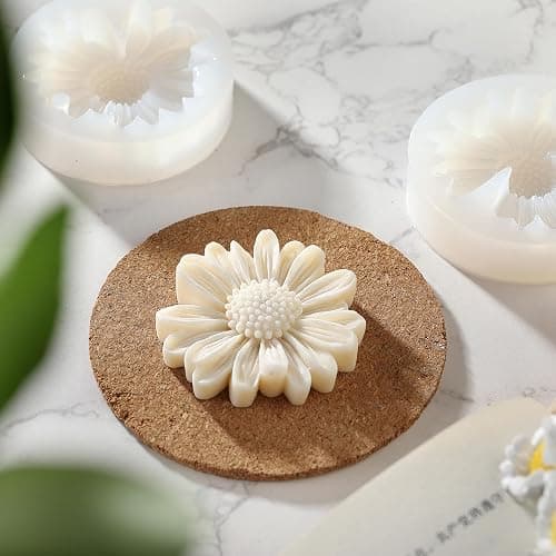 KCKHFA Daisy Flower Silicone Candle Mold, Moldes para Velas for Candles, Handmade Soaps, Bath Bombs, Lotion Bars, Resin Crafts, Concrete Decorations thumbnail 7