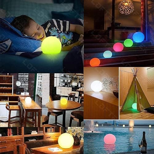 LOFTEK 6-inch LED Light Ball: Nursery Night Light with Remote Control, 16 RGB Color Changing & Dimming Rechargeable, Cordless Portable Floating Pool Lights for Kids or Decor thumbnail 9