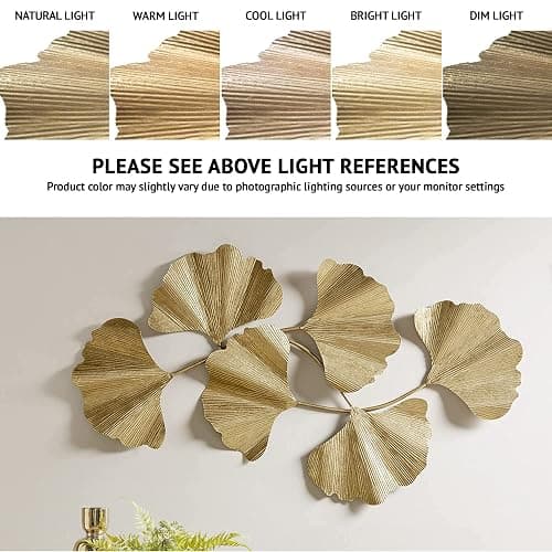 Madison Park Wall Art Living Room Décor Faye Metal Foil Ginkgo Leaf Large Home Accent Modern Inspired Dining, Bathroom Decoration Ready to Hang Ornament for Bedroom, 43"W x 23.5"H x 1.6"D, Gold thumbnail 3