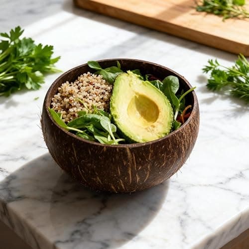 Mrxxjz Handmade Coconut Bowl Set with Wood Spoons, Eco Friendly Tableware | Natural sustainable dinnerware set, perfect serving bowl for smoothies, salads, fruits and dessert treats. thumbnail 4