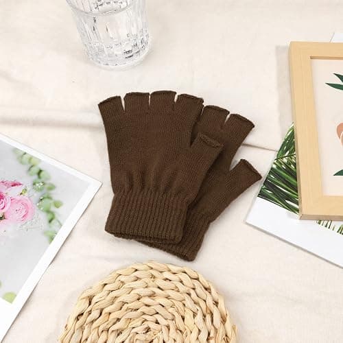 NZKNP Fingerless Gloves for Women & Men - Warm Knitted Mittens for Typing & Half Finger Gloves thumbnail 5