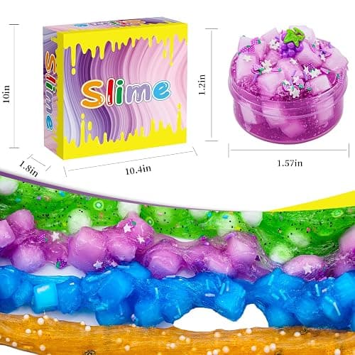 Elover Variety Textured Slime (6 Pack x 3.5oz) Premade DIY Slime Kit Toy with Add-Ins Perfect Birthday Present Party Favors for Kids Ages 8-12 thumbnail 3