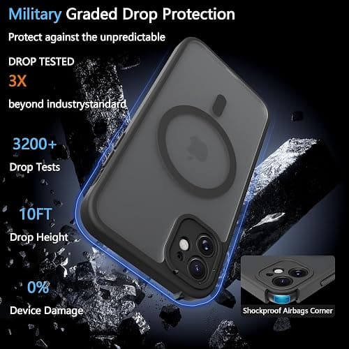 EUMADOVE for iPhone 11 Case [Compatible with Magsafe] Translucent Matte Phone Cover, [10 FT Military Grade Drop Protection] Slim Durable Shockproof Protective Bumper (Black Magnetic, iPhone 11) thumbnail 5