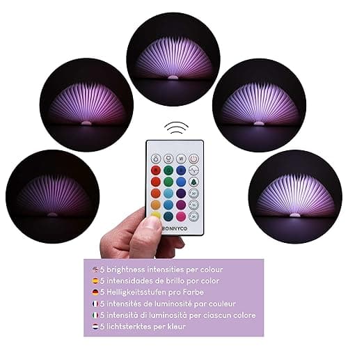 BONNYCO Led Book Light Wooden Folding Lamp with Remote Control, 16 Colours & Timer Table Book Lamp Night Light Perfect for Home, Office & Room Decor | Christmas & Birthday Gifts for Men Women thumbnail 7
