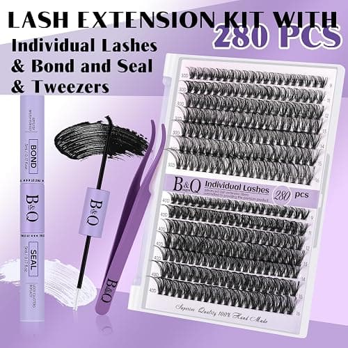 DIY Lash Extension Kit 280pcs Individual Lashes Cluster D Curl Eyelash Extension Kit Lash Clusters with Lash Bond and Seal and Lash Applicator Tool for Self Application (KIT,30D+40D-9-16MIX) thumbnail 3