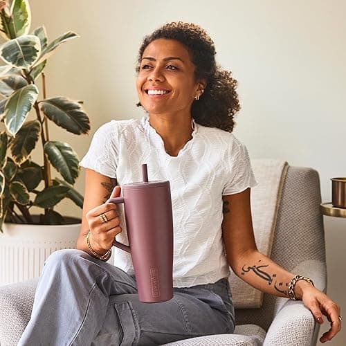 BrüMate Era 40 oz Tumbler with Handle and Straw | 100% Leakproof Insulated Tumbler with Lid and Straw | Made of Stainless Steel | Cup Holder Friendly Base | 40oz (Sage) - Sage - 40oz thumbnail 4