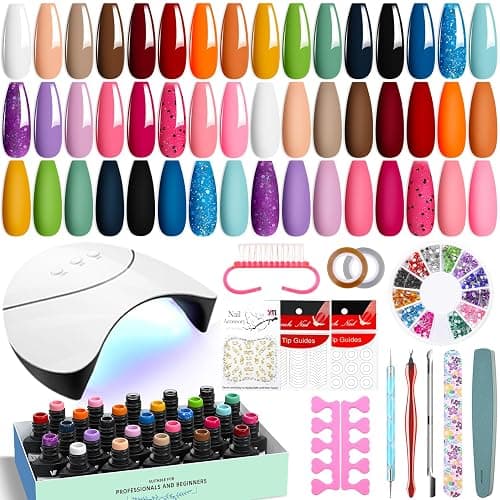 VANREESA 42 Pcs Gel Nail Polish Kit with U V Light 24 Colors Gel Polish Nail Set Glossy & Matte Top Coat Complete Nail Kit with Manicure Tools for All Seasons Gifts for Women Girls - Image 1