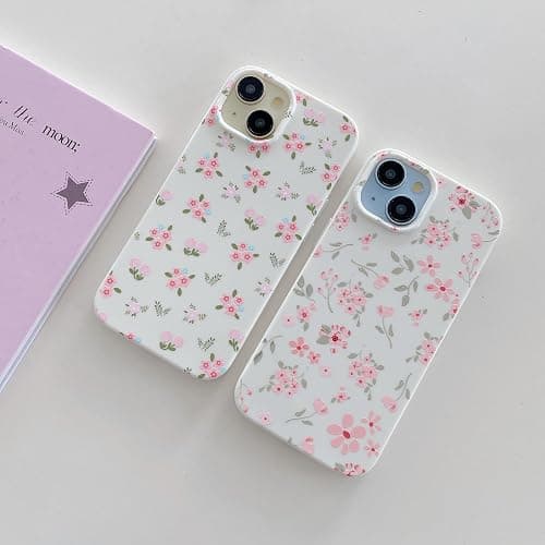 QLTYPRI for iPhone 14 Plus Case, Cute Pink Floral Flower Pattern Aesthetic Phone Case, Raised Camera Protection Soft Slim TPU Shockproof Protective Phone Cover for Girls Women - Floral thumbnail 3