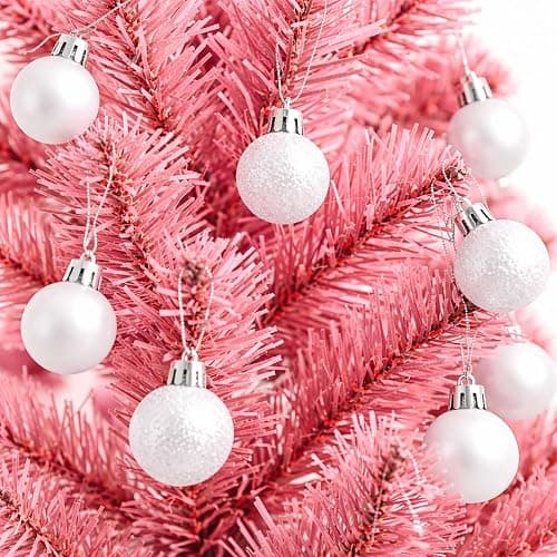 24 Count Mini White Ornaments for Mini Christmas Tree, Small Shatterproof Christmas Tree Ornaments Balls Party Decorations, 1.2 Inch thumbnail 5