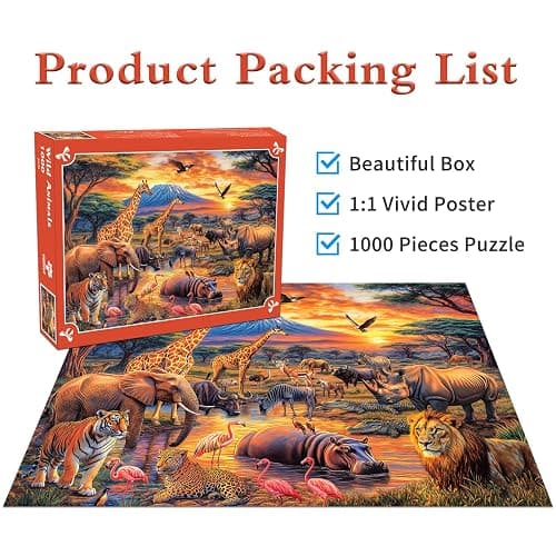 Wild Animals Jigsaw Puzzles 1000 Pieces for Adults Lion Tiger Elephant Wildlife 1000 Piece Jigsaw Puzzles for Adults thumbnail 5