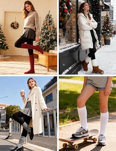 Witwot 3 Pairs Women's Slouch Socks Knit Knee High Tube Scrunch Sock Size 6-11 thumbnail 5