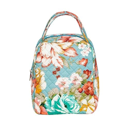 Jula Vance Machine Washable Women Quilted Fabric Insulated Reusable Cooler Lunch Bag Tote Adult Thermal Lunch Box Storage Bag for Ｗork (Floral) thumbnail 4