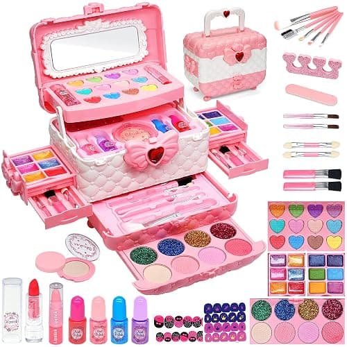 Kids Makeup Kit for Girl - Kids Makeup Kit Toys for Girls,Play Real Makeup Girls Toys, Washable Make Up for Little Girls, Non ToxicToddlers Pretend Cosmetic Kits,Age4-12 Year Old Children Gift - Makeup Pink - Image 1