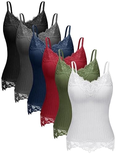 Fourluoo Women's Long Lace Tank Tops lace Camisole Patchwork Tops for Women - Image 1
