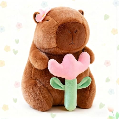 redaica Flower Capybara Plush,Cute Capibara Plushies Toy,Kawaii Soft Stuffed Animal Capybara,Stuffed Toys Gifts for Christmas Birthday Party Girls Kids Adults (9in) - Image 1