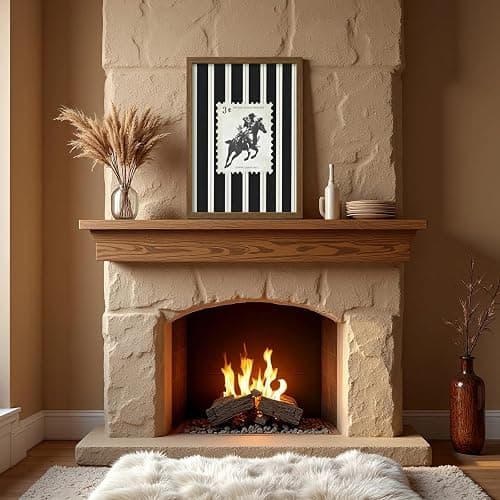 Western Cowboy Wall Art Vintage Horse Paintings Canvas Wall Decor Striped Rodeo Prints Mid Century Cowboy Pictures Country Western Posters for Bedroom Living Room 12x16 Inch Framed thumbnail 6