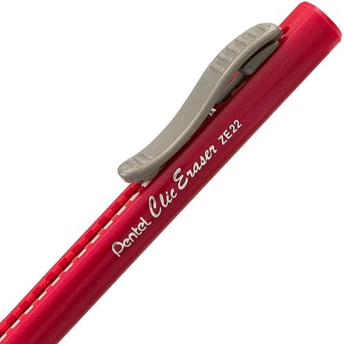 Pentel Clic Retractable Eraser with Grip, Assorted Barrel Colors (ZE21BP3M) (Pack of 3) thumbnail 2