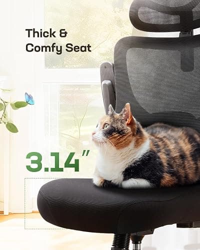 Marsail Ergonomic Office Chair: Office Computer Desk Chair with High Back Mesh and Adjustable Lumbar Support Rolling Work Swivel Task Chairs with Wheel 3D Armrests and Headrest thumbnail 6