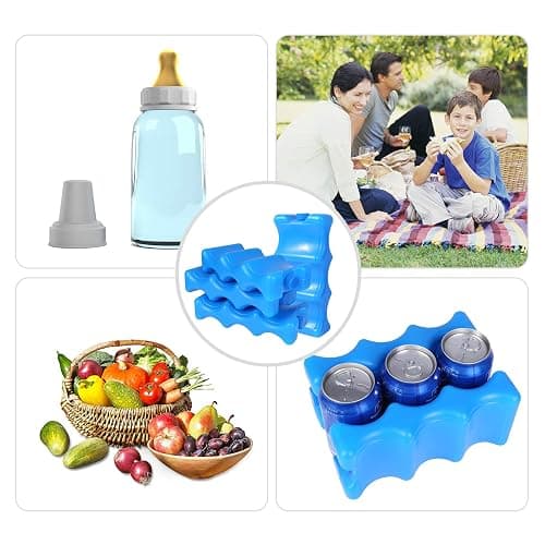 REDCAMP Bottle Ice Packs for Cooler, Resuable Rigid Insulated Contoured Freezer Pack for Breastmilk Beer Lunch, Long-Lasting Can Freezer Pack for Camping Beach, 2/4/6/8/12 Pack thumbnail 5