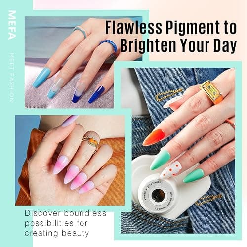 MEFA Gel Nail Polish Kit with Nail Light, 32 Colors Bright Neon Spring Summer Set with Base and Matte/Glossy Top Coat Nail Art Decorations Tools Starter Kit DIY Salon Home Gifts for Women Girls thumbnail 4