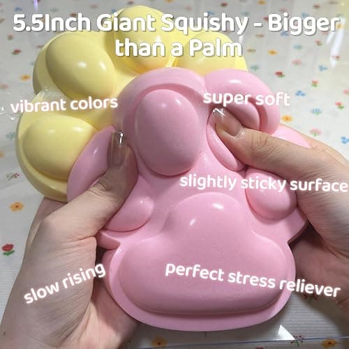 SUISUILE 5.5 Inch Large Cat Paw Slow Rising Squishy Toys, Kawaii Sticky Paw Squeeze Toy, Super Soft Slow Rebound Fidget Toys for Stress Relief ADHD Desk Accessory (Pink) thumbnail 3